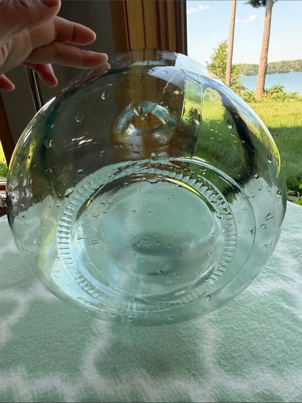 Vintage Large 17” Tall Clear Light Aqua Glass Demijohn Bottle